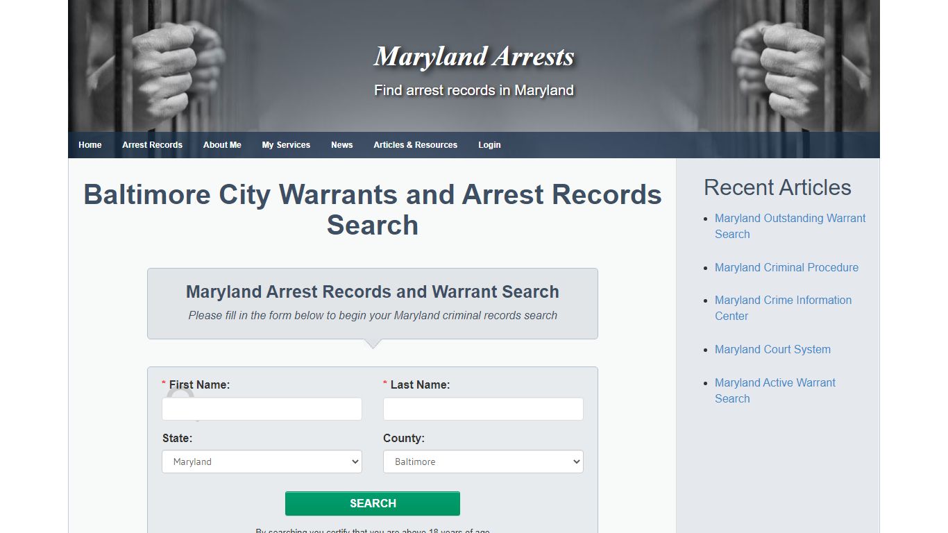 Baltimore City Warrants and Arrest Records Search